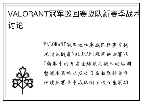 VALORANT冠军巡回赛战队新赛季战术讨论